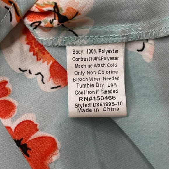 Floral Sleeveless Blouse Light Blue Boho Casual Top Women - Picture 4 of 6